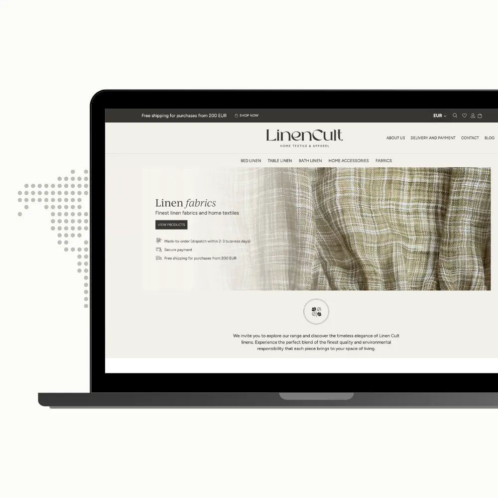 LinenCult – svetainės ekrano nuotrauka