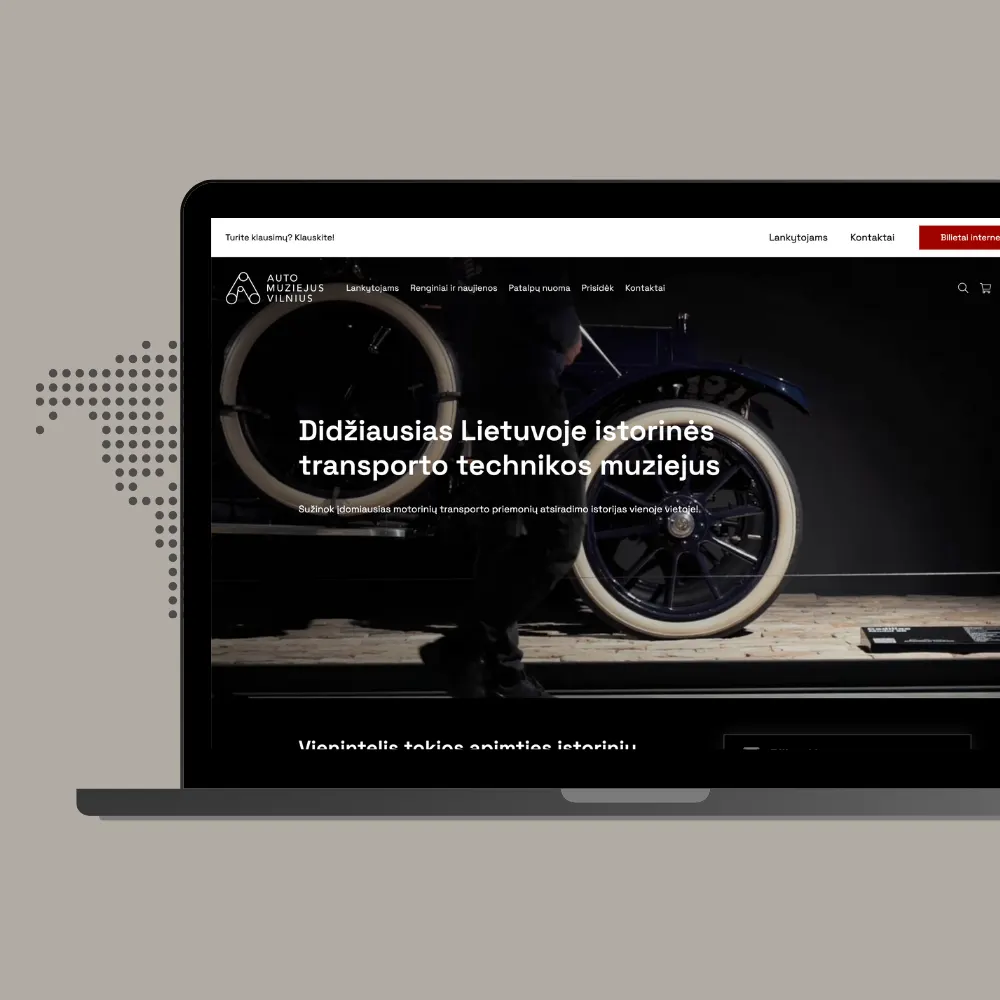 Automuziejus – svetainės ekrano nuotrauka